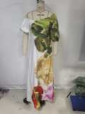 Women Spring/Summer Slash Shoulder Print Casual Holiday Dress