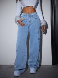 Women Casual Printed Washed Butterfly Denim Pants