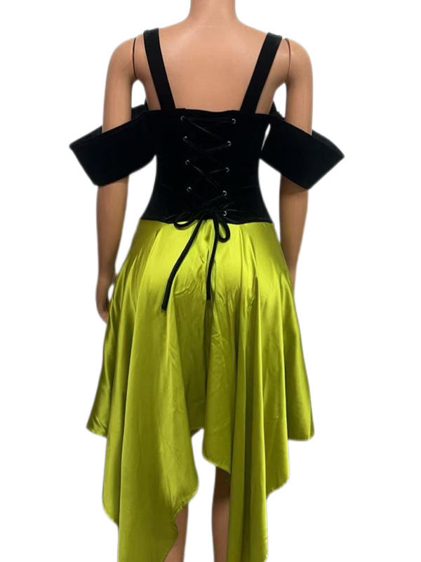 Women Off-Shoulder Sexy Patchwork Sleeveless Suspender Dress