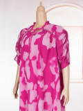 Plus Size African Women Chiffon Print Dress