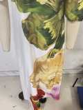 Women Spring/Summer Slash Shoulder Print Casual Holiday Dress