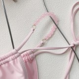 Women solid sexy backless lace-up two-piece swimwear