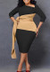 Women Colorblock Patchwork Lace-Up Dress