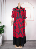 Plus Size African Women Chiffon Print Dress