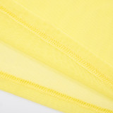Women Spring/Summer Mesh See-Through Square Neck Solid Top