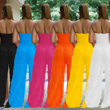 Women solid casual wave pattern jumpsuit
