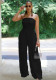 Women solid casual wave pattern jumpsuit