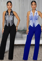 Women Elegant Printed Top and Pants Two-Piece Set Women Elegant Printed Top and Pants Two-Piece Set