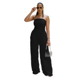 Women solid casual wave pattern jumpsuit