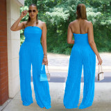 Women solid casual wave pattern jumpsuit