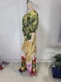 Women Spring/Summer Slash Shoulder Print Casual Holiday Dress