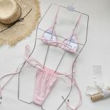 Women solid sexy backless lace-up two-piece swimwear