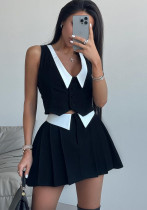 Summer Sexy Women's Sleeveless Button-Up Vest & Mini Skirt Set Summer Sexy Women's Sleeveless Button-Up Vest & Mini Skirt Set