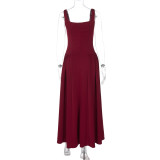 Women's Summer Fashion Sexy Low Back Zipper Slim Waist Strap Dress