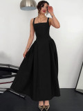 Women's Summer Fashion Sexy Low Back Zipper Slim Waist Strap Dress