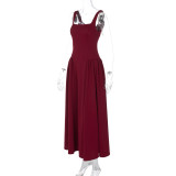 Women's Summer Fashion Sexy Low Back Zipper Slim Waist Strap Dress