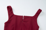 Women's Summer Fashion Sexy Low Back Zipper Slim Waist Strap Dress