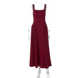 Women's Summer Fashion Sexy Low Back Zipper Slim Waist Strap Dress