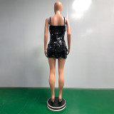 Summer Women's Glitter Sequin Low Back Strap Bodycon Dress