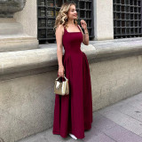 Women's Summer Fashion Sexy Low Back Zipper Slim Waist Strap Dress