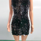 Summer Women's Glitter Sequin Low Back Strap Bodycon Dress