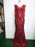 Summer Sequin Strap Mermaid Long Evening Dress
