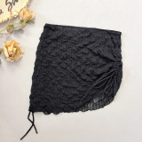 Sexy Beach Cover Up Mesh Drawstring Skirt