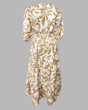 Women's Print Short Sleeve Top Maxi Ruffle Maxi Skirt Set