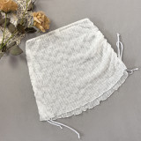 Sexy Beach Cover Up Mesh Drawstring Skirt