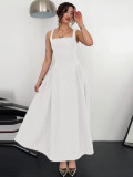 Women's Summer Fashion Sexy Low Back Zipper Slim Waist Strap Dress
