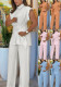 Women's Fashion Sleeveless Lace-Up Shirt Wide-Leg Pants Set