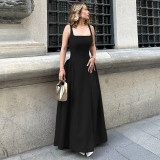 Women's Summer Fashion Sexy Low Back Zipper Slim Waist Strap Dress