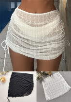 Sexy Beach Cover Up Mesh Drawstring Skirt