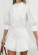 Summer White Lantern Sleeve Shirt & Skirt Two-Piece Casual Office Set
