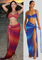 Women's Summer Fashion Sexy Strap Camisole Side Slit Skirt Set Women's Summer Fashion Sexy Strap Camisole Side Slit Skirt Set