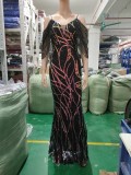 Summer Sequin Strap Mermaid Long Evening Dress