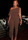 Fashion One-Shoulder Solid Pants Set Slash Shoulder Lace-Up Top Tight Fitting Pants Two-Piece Set