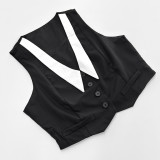 Summer Sexy Women's Sleeveless Button-Up Vest & Mini Skirt Set