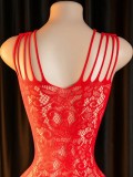 Sexy Mesh Halter Neck Bodysuit Cut-Out Temptation See-Through Pajamas