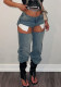 Women's Autumn Street Fashion Ripped Denim Pants