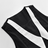 Summer Sexy Women's Sleeveless Button-Up Vest & Mini Skirt Set