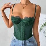 Women sexy fishbone bra, eyelash lace see-through camisole top