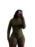 Women spring/summer casual sexy long-sleeved top and shorts two-piece set