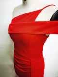 Spring Elegant One Shoulder Slit Cocktail Eevening Dress