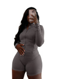 Women spring/summer casual sexy long-sleeved top and shorts two-piece set