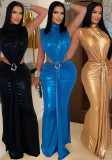 Women Sexy Elegant High-Neck Slit Dress