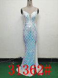 Women Herringbone Lace-Up Symphony Beaded Evening Dress