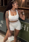 Women Retro Casual Street Sexy Print Tank Top and Shorts Two-Piece Set