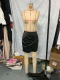 Women Sexy Irregular Pu Leather Bodycon Zipper Skirt