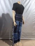 Women patchwork Colorblock Tassel Denim Pants